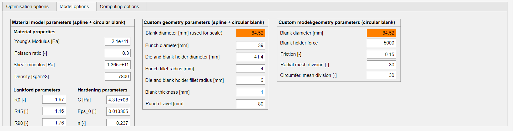 model parameters